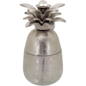 Neroly Castiçal 20X10X10Cm Metal Prata Abacaxi