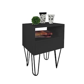 Mesa De Cabeceira Estilo Industrial Preto Laca