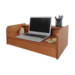 Escrivaninha Suspensa Bancada Com Gaveta Mesa Notebook Madeira Natural