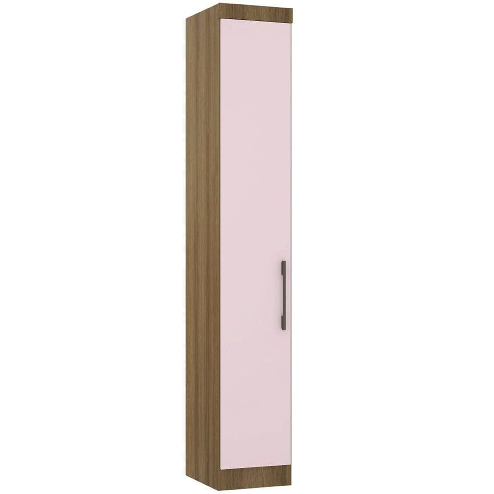 Guarda Roupa Modulado 38cm 1 Porta Paris Luciane Móveis Avelã Pf Com Rosa Pf