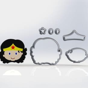 Cortador Mulher Maravilha Rosto Modular Tamanho 5 Cm