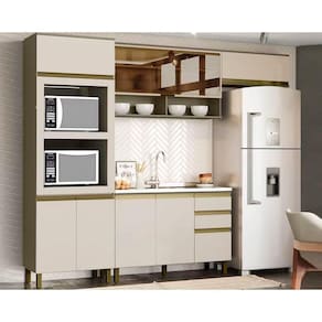 Cozinha Completa Connect 4 Peças (2Aéreos+1Balcão+1Paneleiro) s/Pia CPT98 Duna/Cristal - Henn