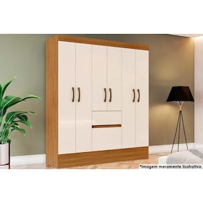 Guarda Roupa Casal 6 Portas e 2 Gavetas Briz BS04 Nature/Off White - Henn