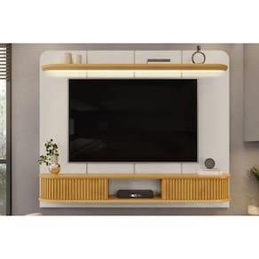 Painel Home p/ TV até 75 Pol Capri c/ Led e 2 Portas 215x170cm Bali/Cedro - DJ Móveis