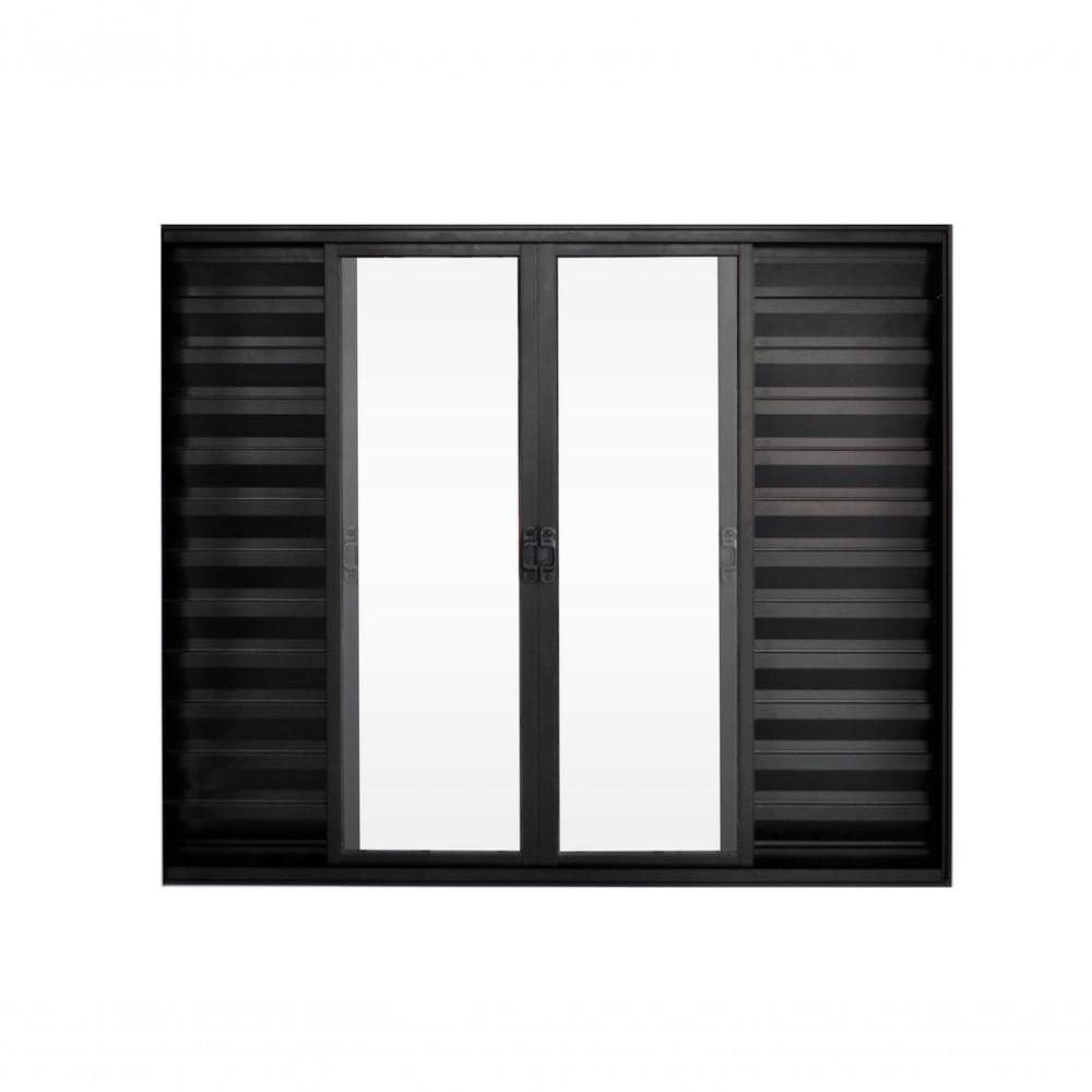 Veneziana 6 Folhas De Correr S/grade 1.00 X 2.00 Alumínio Preto Linha Modular - Hale