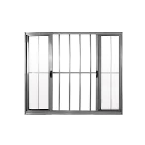 Janela 4 Folhas De Correr C/ Grade 1.00 X 2.00 Alumínio Brilhante Linha Modular - Hale
