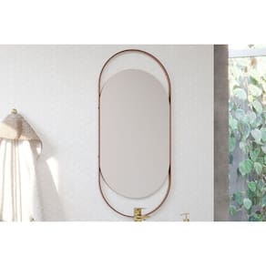 Espelheira de Banheiro Lumini Parede Oval 41x87cm Freijo/Cobre - MGM