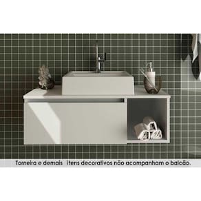 Conjunto de Banheiro Balcão Suspenso BN3601 c/ Cuba BN3600 80cm Branco - Tecno Mobili