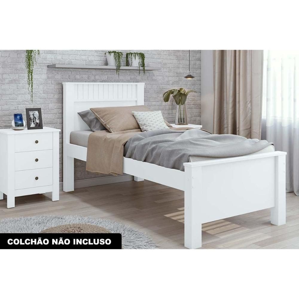 Cama Solteiro Athenas Branco - Lopas