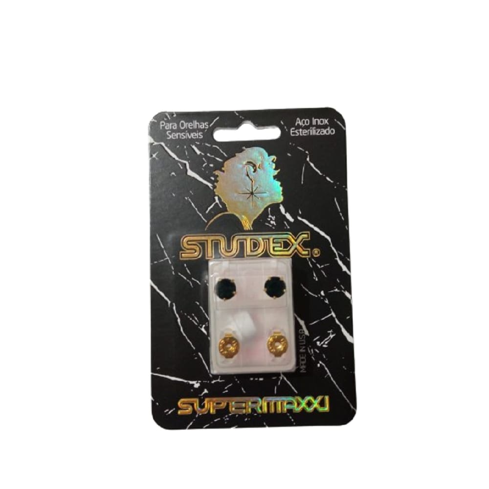 Brinco Studex Supermaxxi Tiffany Preto 6Mm L6125y Dourado