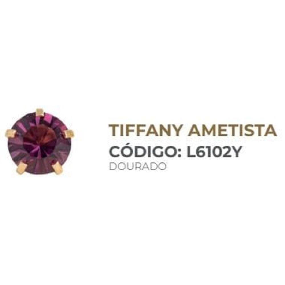 Brinco Studex Supermaxxi Tiffany Ametista 6Mm L6102y Dourado