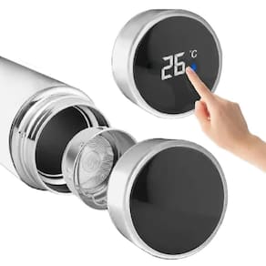 Garrafa Térmica Inteligente De Inox 500ml Tampa C-sensor De Temperatura Led água Café Chá Branco