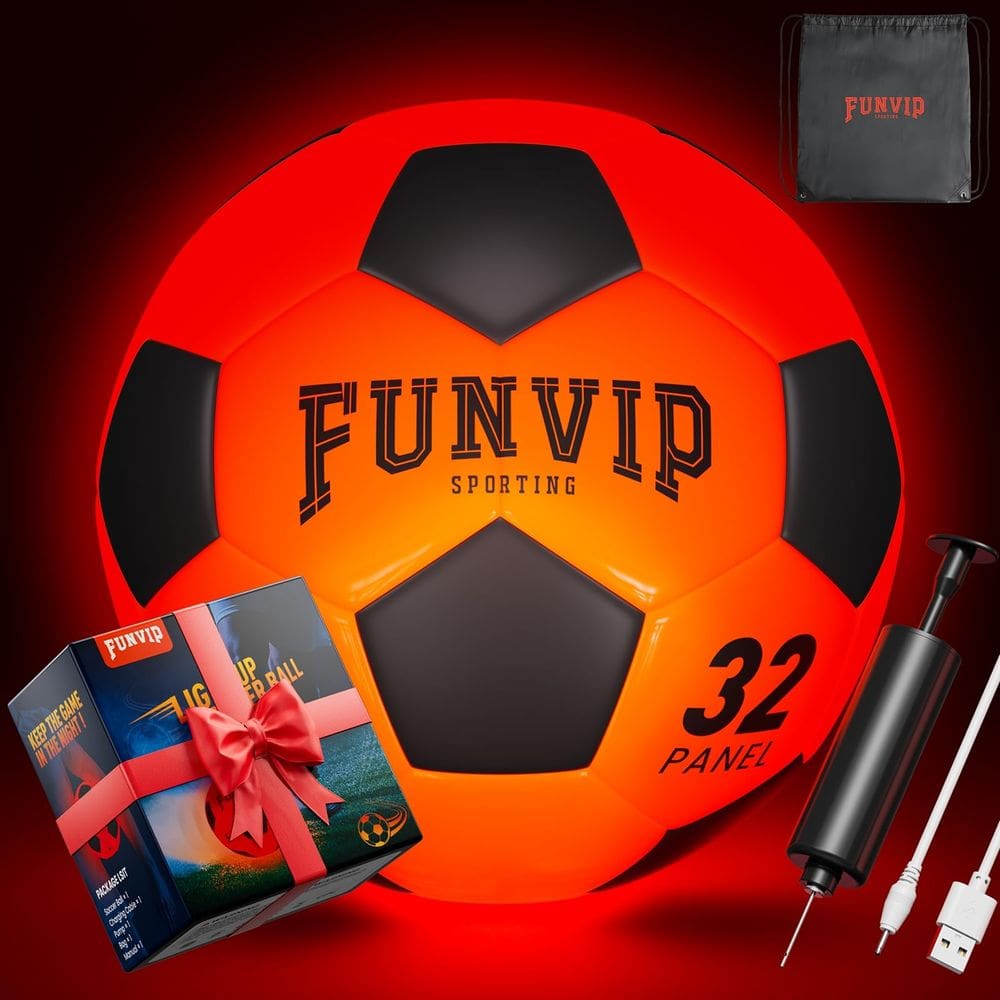 Bola de futebol Funvip Light Up LED recarregável tamanho 5 para crianças