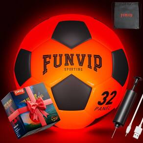 Bola de futebol Funvip Light Up LED recarregável tamanho 5 para crianças