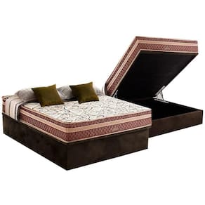Conjunto Box Baú Casal: Colchão Molas Herval Bonnel Assis + Base CRC Suede Brown (138x188)
