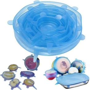 2 Kit 6 Tampas Panela Silicone Pote Forma Universal Elástica