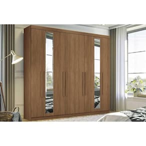 Guarda Roupa Casal 8 Portas (2 c/ Espelho) e 4 Gavetas Master New 8.4 Jatobá - Santos Andirá