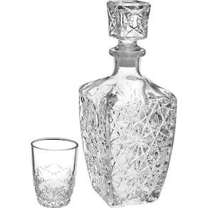 Bormioli Rocco Dedalo Garrafa/Copos Licor 780Ml/85Ml Vidro Transp 7Pç Lapidado