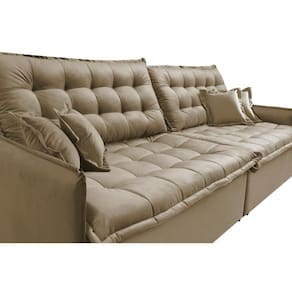 Sofá Sem Caixa Retrátil Reclinável 2,75m Cama Inbox Versátil Com Pillow Top E Molas Velusoft Bege