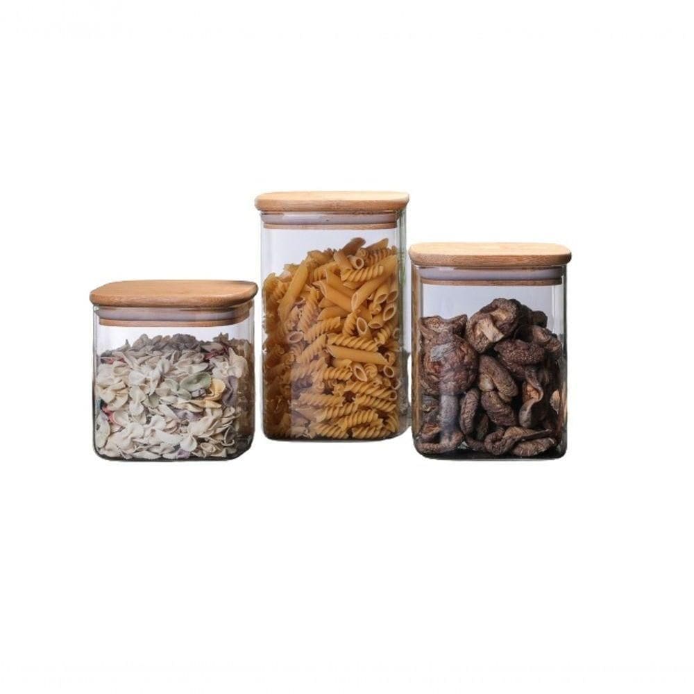 Conjunto De 3 Potes De Vidro Tatu-bola 1000ml-800ml-600ml - Ilovecoffee Natureza