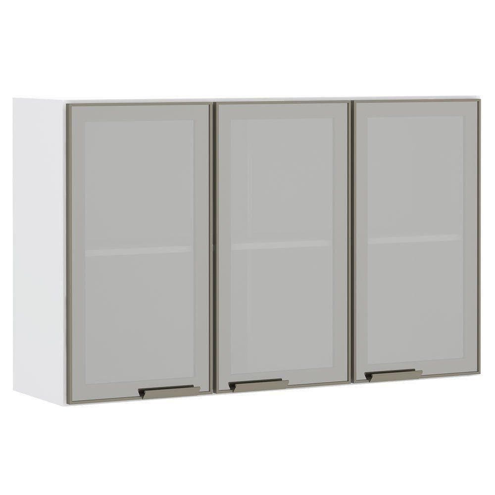 Armário Aéreo 120cm 3 Portas Em Inox E Vidro Reflecta Prata