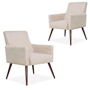 Kit 02 Poltronas Maria W01 Pés Palito Suede Bege