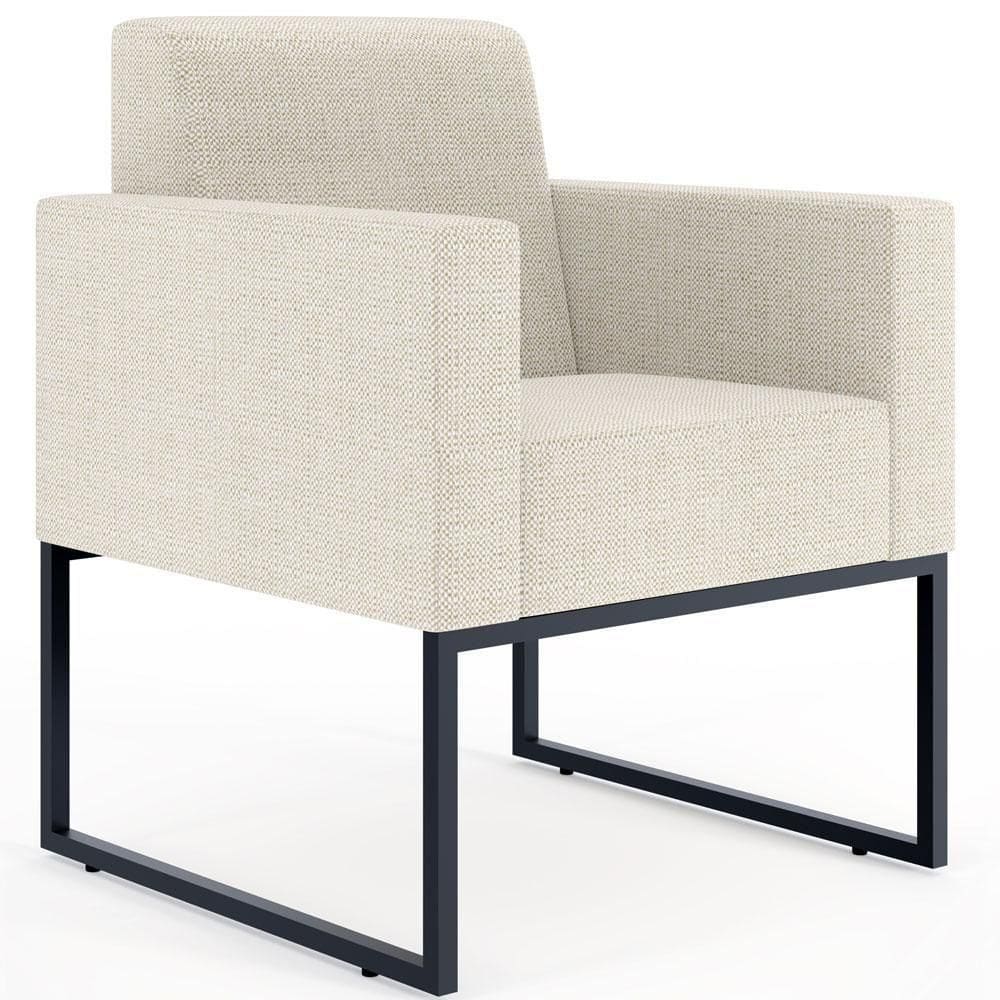 Poltrona Base Fixa De Metal Linho Champagne