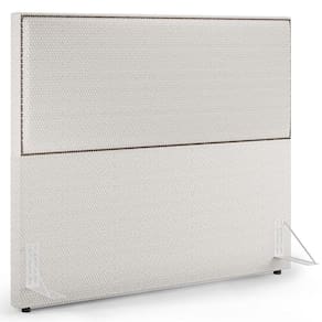 Cabeceira Box Casal King Com Tachas 195 Cm Bouclê Cru