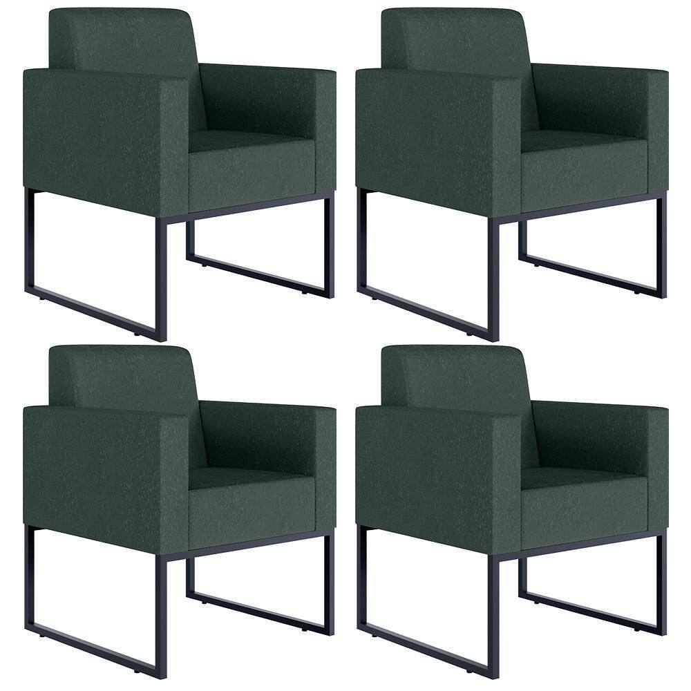 Kit 04 Poltronas Helô L02 Linho Verde Musgo
