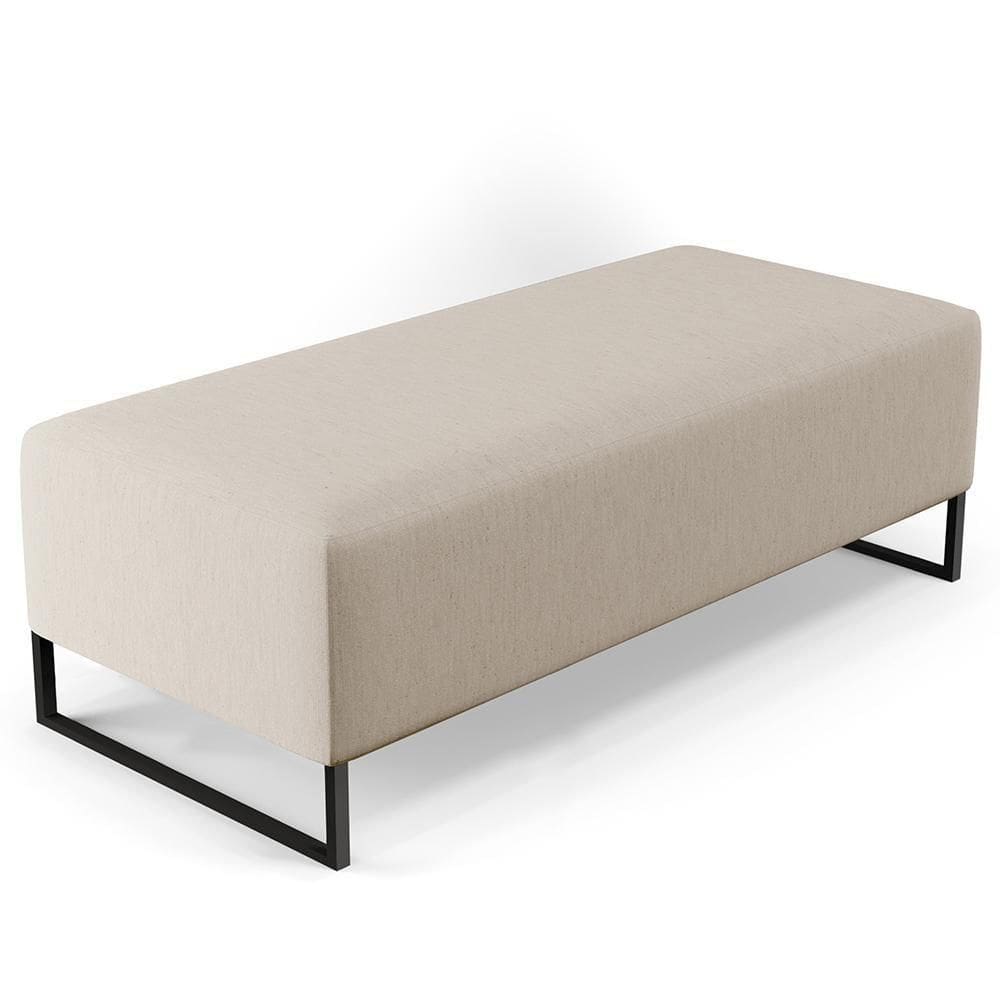 Puff Sala De Estar Bali W01 Base Ferro 120x50 Cm Linho Bege