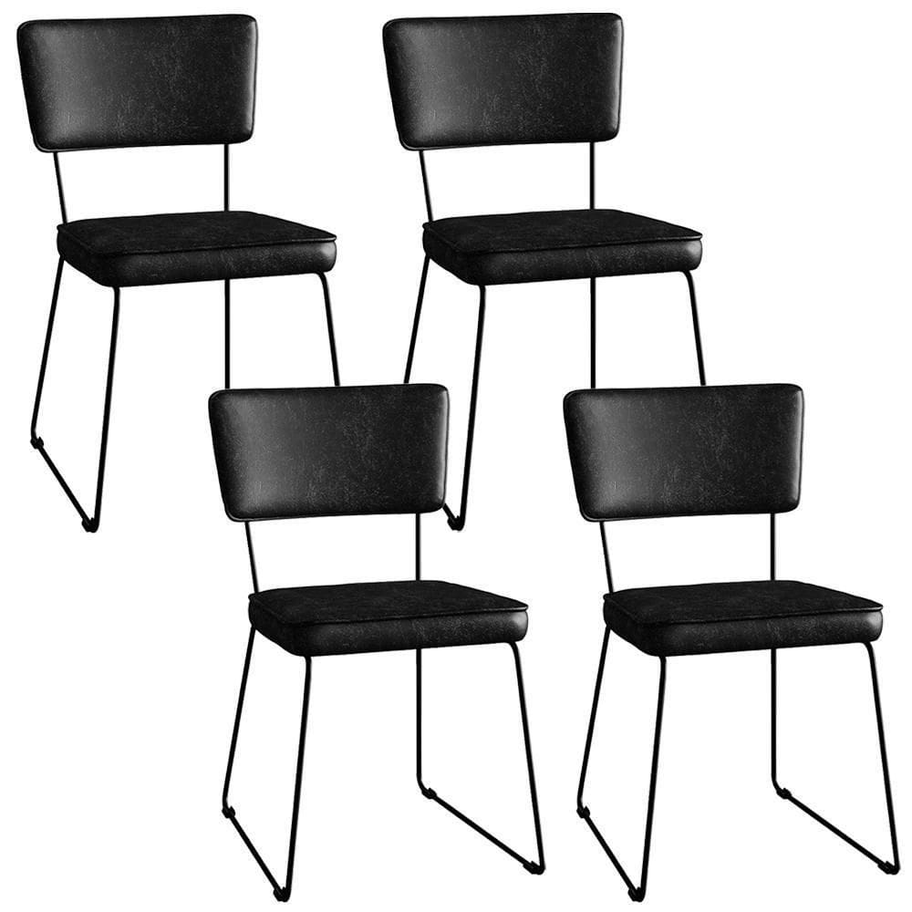 Kit 4 Cadeiras Estofada Sala De Jantar Couríssimo Preto