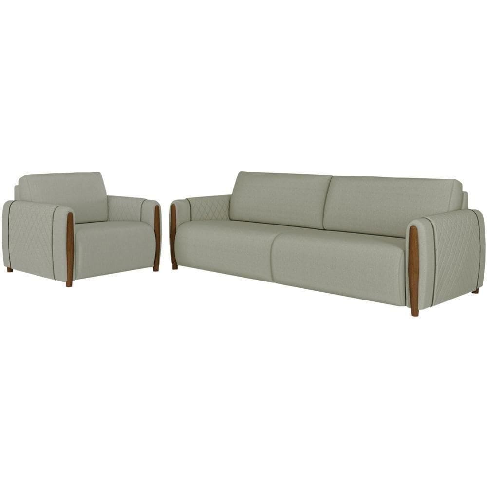 Kit Sofa 168 Cm E Poltrona Decorativa Encanto Linho Tce 1026 Moll Tce 1026