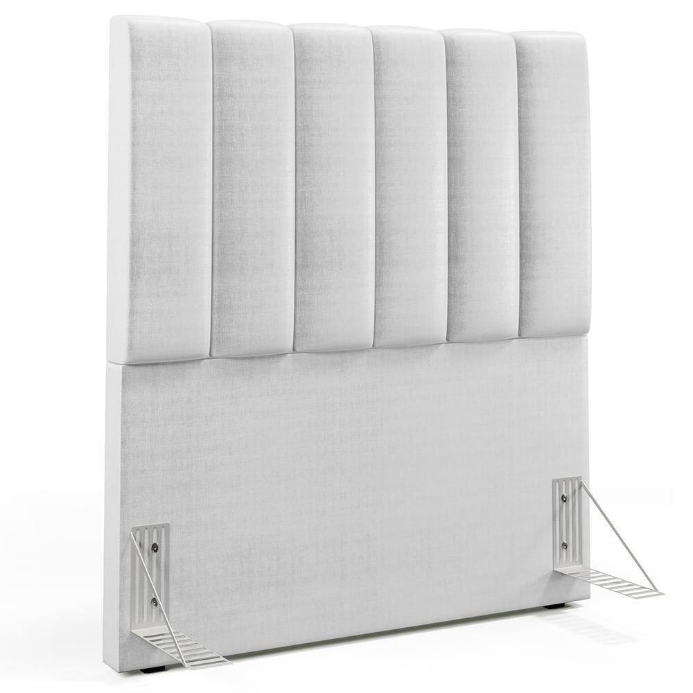 Cabeceira Cama Box Painel Solteiro 100 Cm Cinza Metalizado