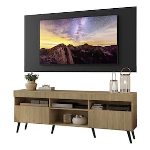 Rack Com Painel Tv 65" Retrô Londres Multimóveis V3337 Preto/Rustic/Preto Preto/Rustic/Preto