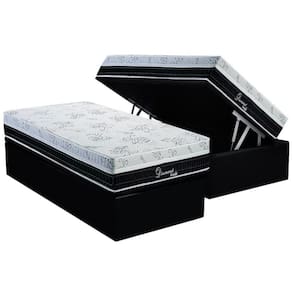 Cama Box Baú Solteiro: Colchão Molas Polar Superlastic Diamond + Base CRC Suede Black(88x188)