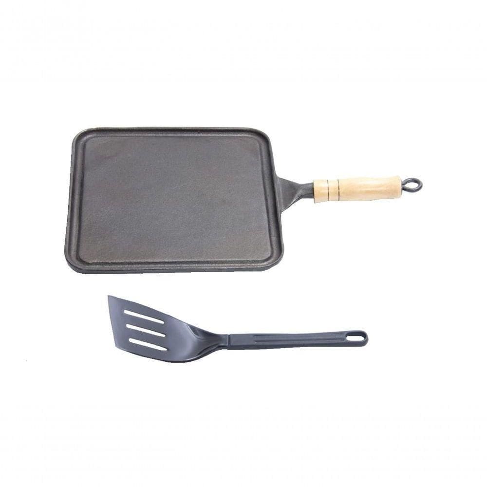 Bifeteira Antiaderente Quadrada Lisa 23X23Cm E Espátula