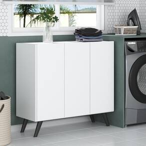 Armário Lavanderia 90cm Mp5033 Branco/Preto