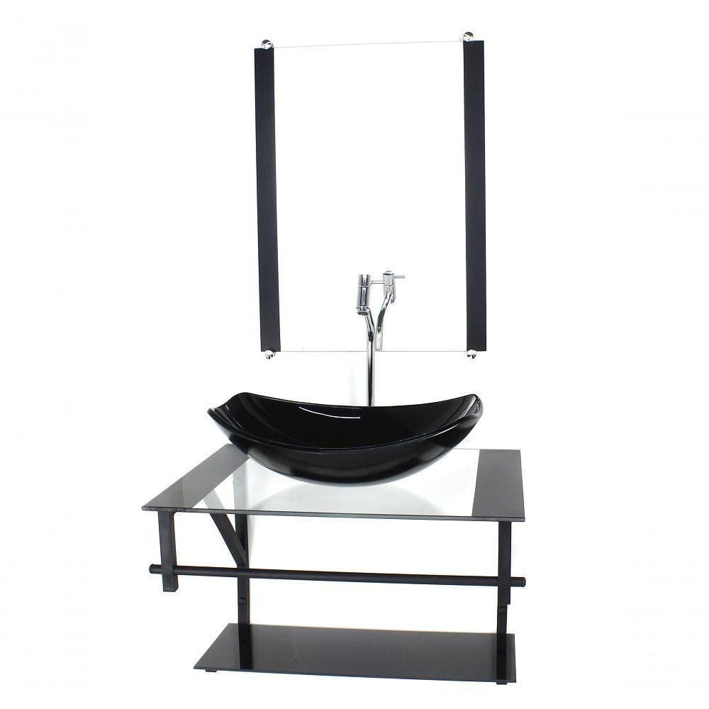 Gabinete De Vidro P/ Banheiro 60cm Cuba Com Torneira Cromada