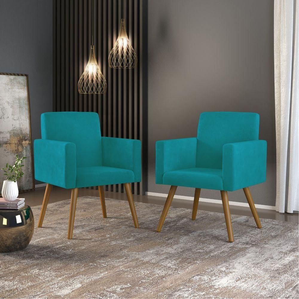 Kit 02 Poltronas Sala Azul Turquesa azul Turquesa
