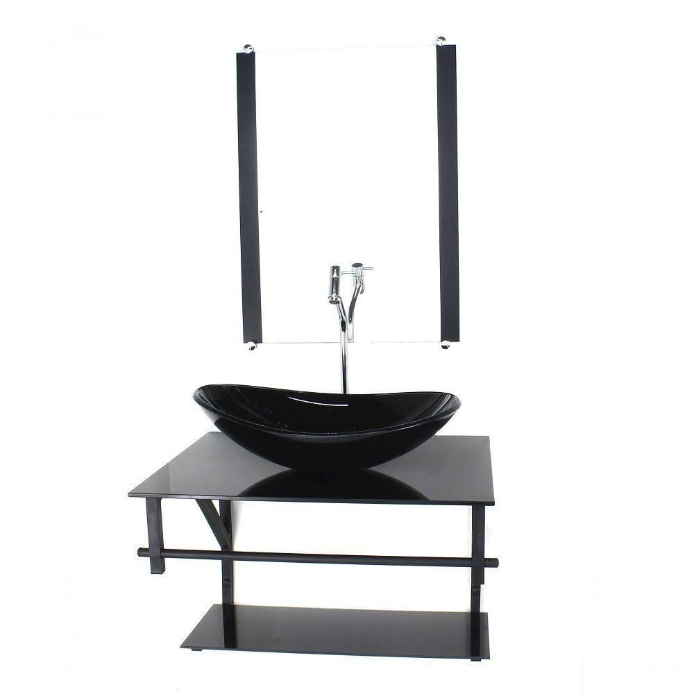 Gabinete de Vidro P/ Banheiro 60cm Cuba Com Torneira Cromada