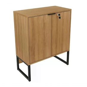 Balcão 02 Portas Com Chave Pes Tubular Me4154 Amêndoa Preto
