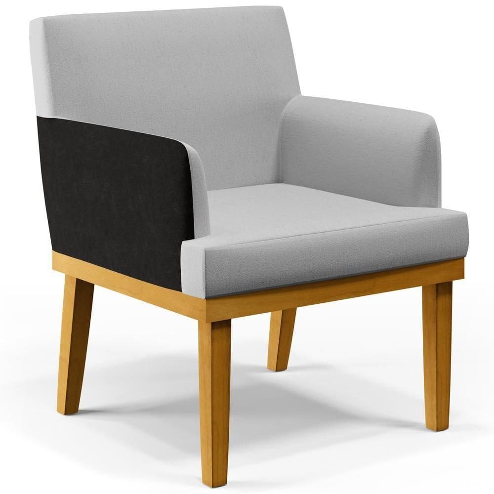 Poltrona Beatriz Linho Cinza Couríssimo Preto