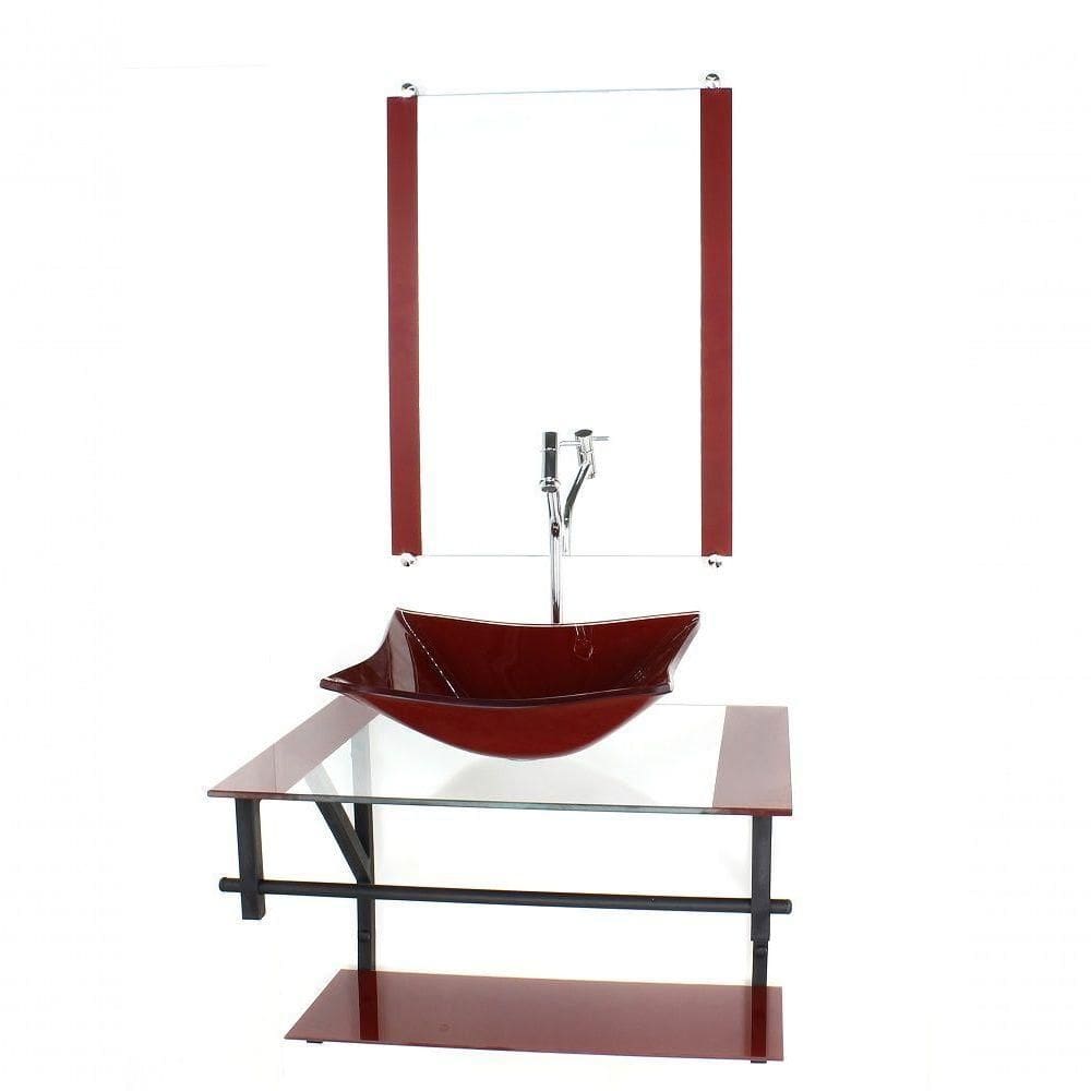 Gabinete De Vidro P/ Banheiro 60cm Cuba Com Torneira Cromada