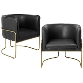 Kit 02 Poltronas Base De Aço Bronze Corano Preto Fosco B-97