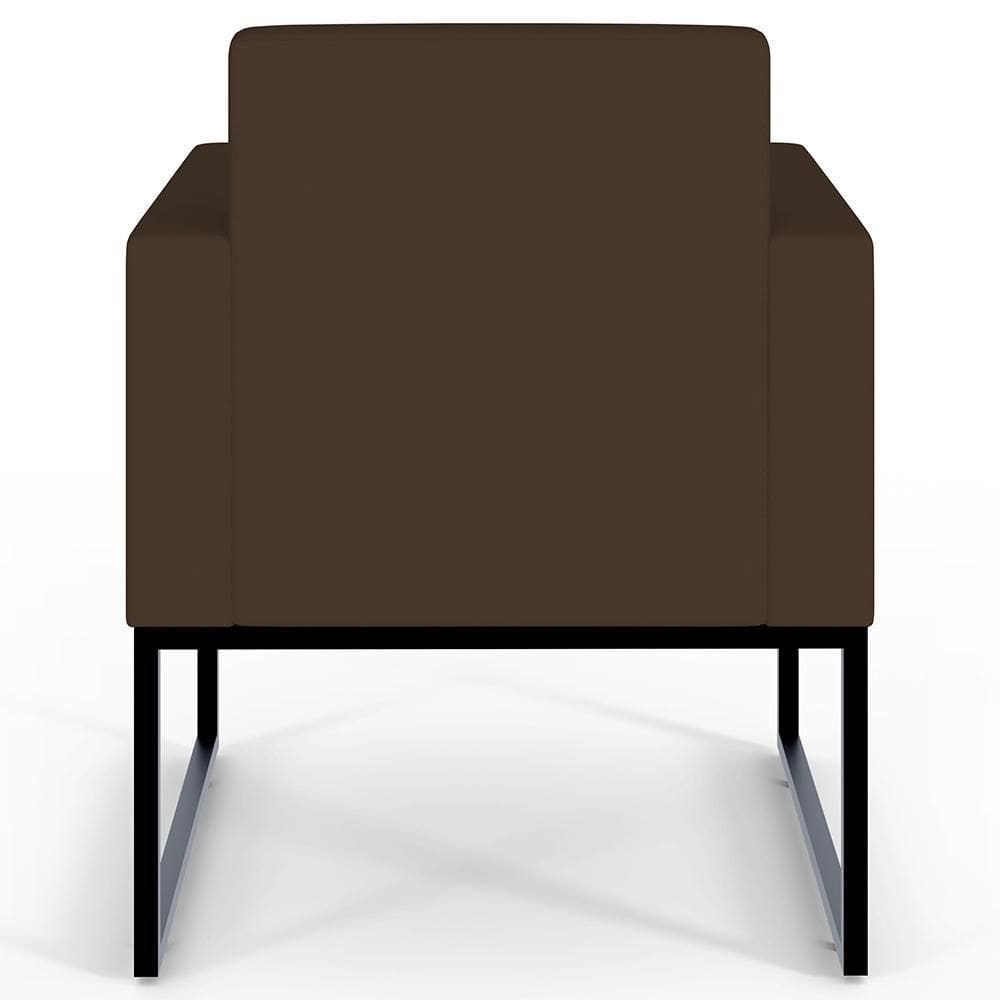 Poltrona Base Fixa De Metal Suede Marrom