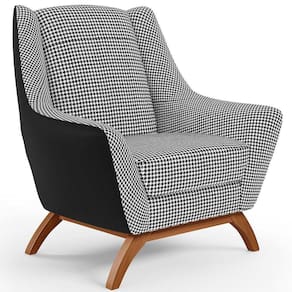 Poltrona Base Em Madeira Corano Preto C-05 Pied Poule