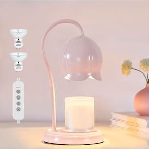 Lâmpada de aquecimento de velas Luvkczc com temporizador, rosa regulável