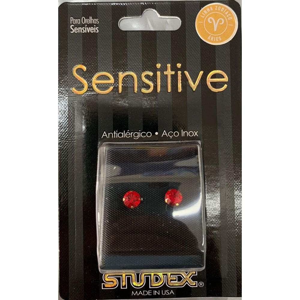 Brinco Studex Sensitive Zodíaco 5Mm Áries - Rubi Vermelho