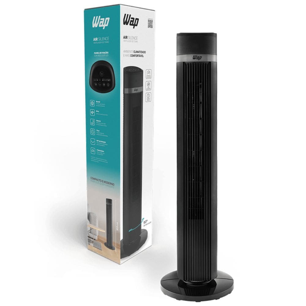 Ventilador Torre 70W Wap Silêncioso Com Controle 105 Cm