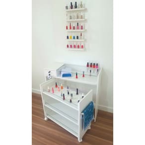 Mesa Manicure com Armário + Carrinho Esmalteiro